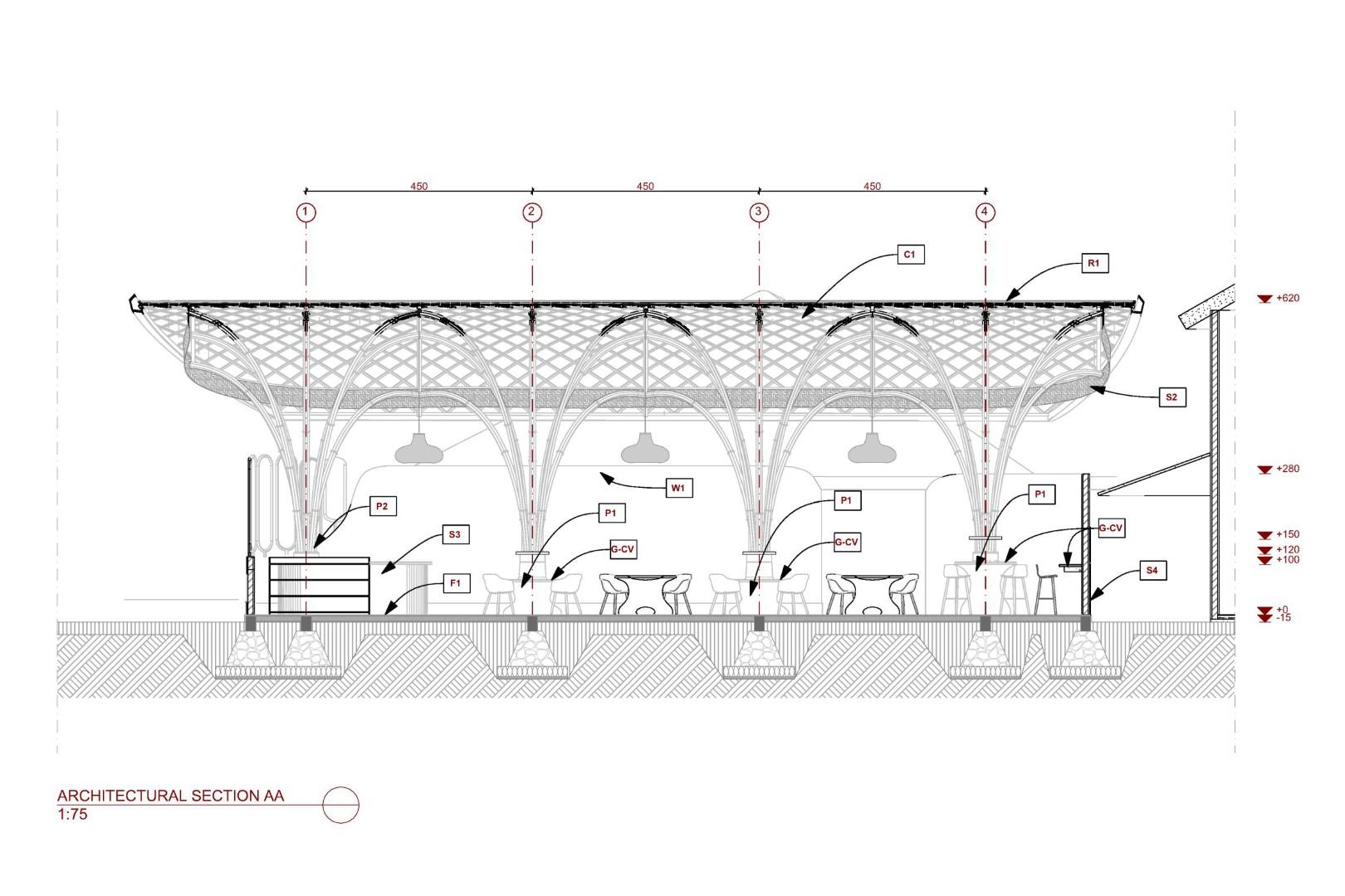 The Living Bridge section technical drawing. Credit: BambooPure