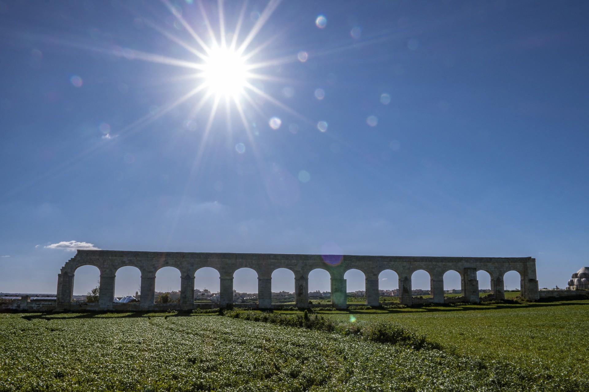 The remains of the aqueduct in Victoria, Gozo.