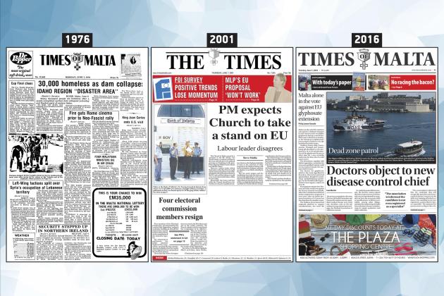 June 7: The front page of Times of Malta 10, 25 and 50 years ago