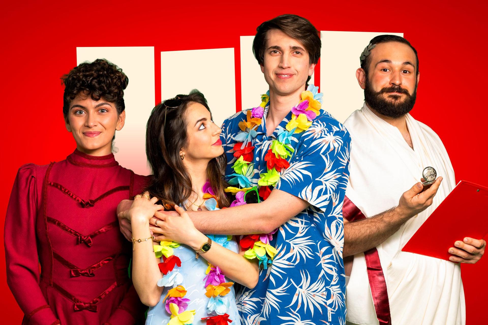 The cast of <em>Suspicious Minds</em>: Maya Micallef Engerer, &nbsp;Thea Costa, Shaun Rizzo and Myron Ellul.