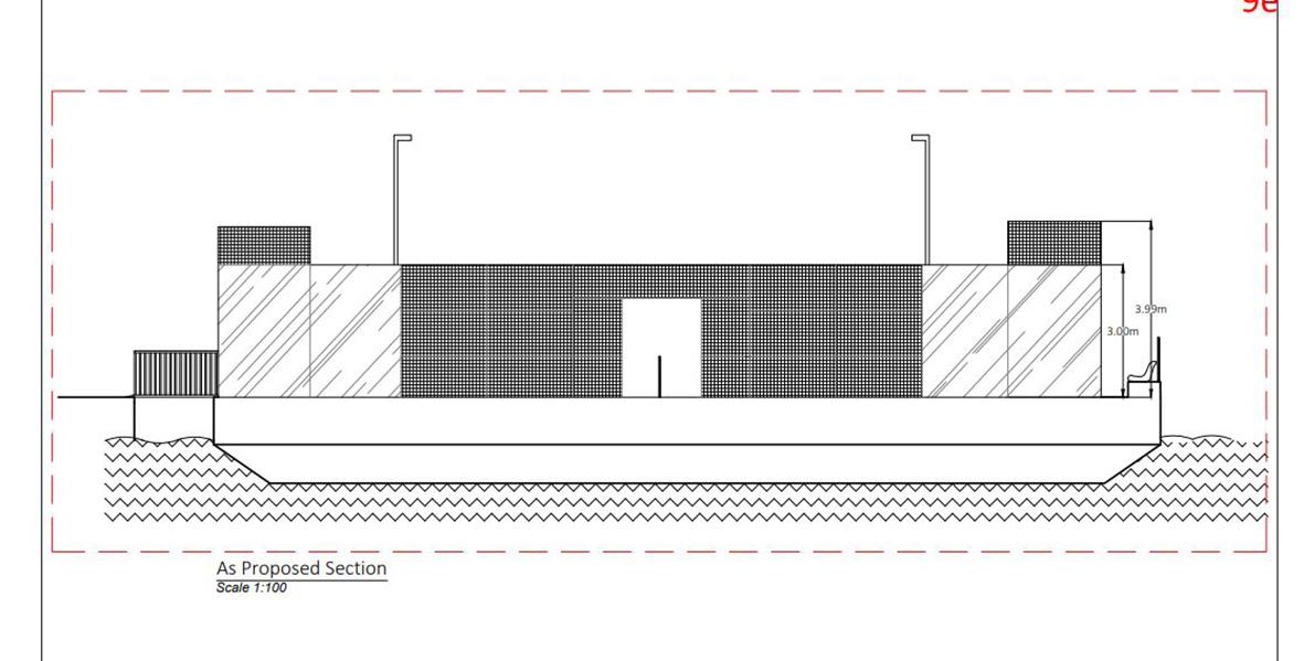The court and adjoining seating area would be just over 20 metres long and around 12 metres wide.