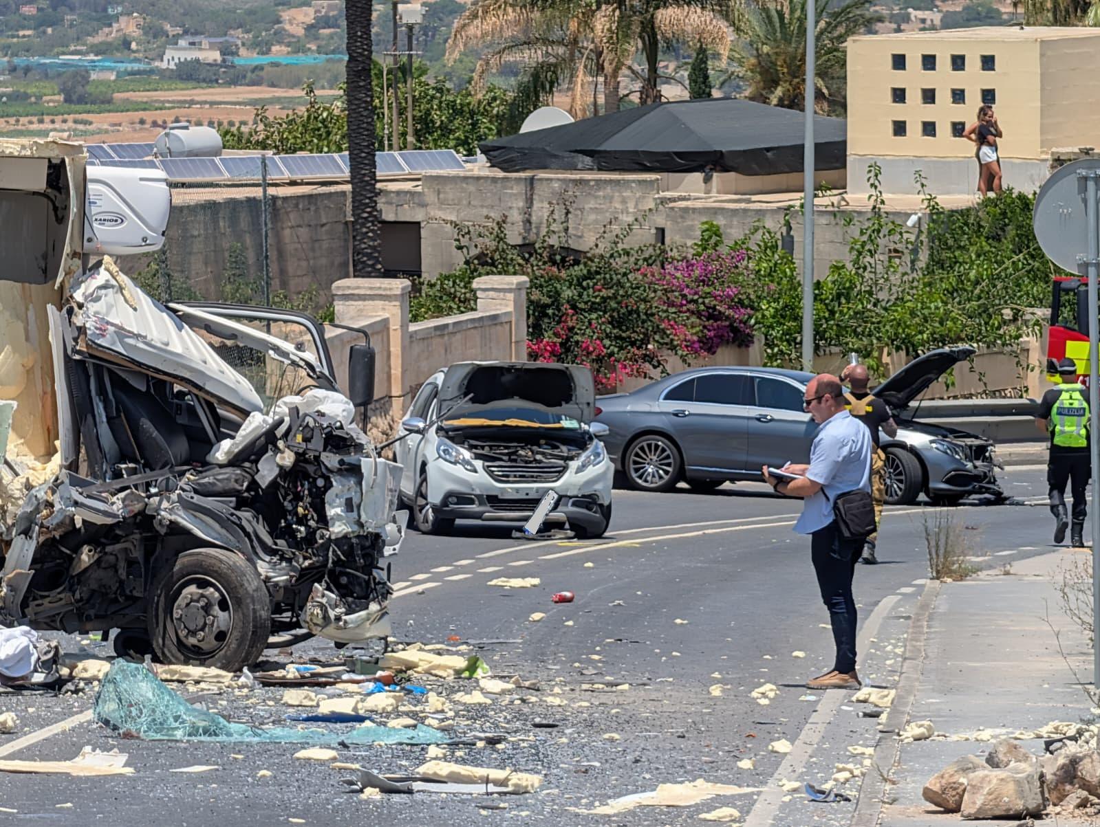 At least four vehicles were involved in the crash. Photo: Chris Sant Fournier
