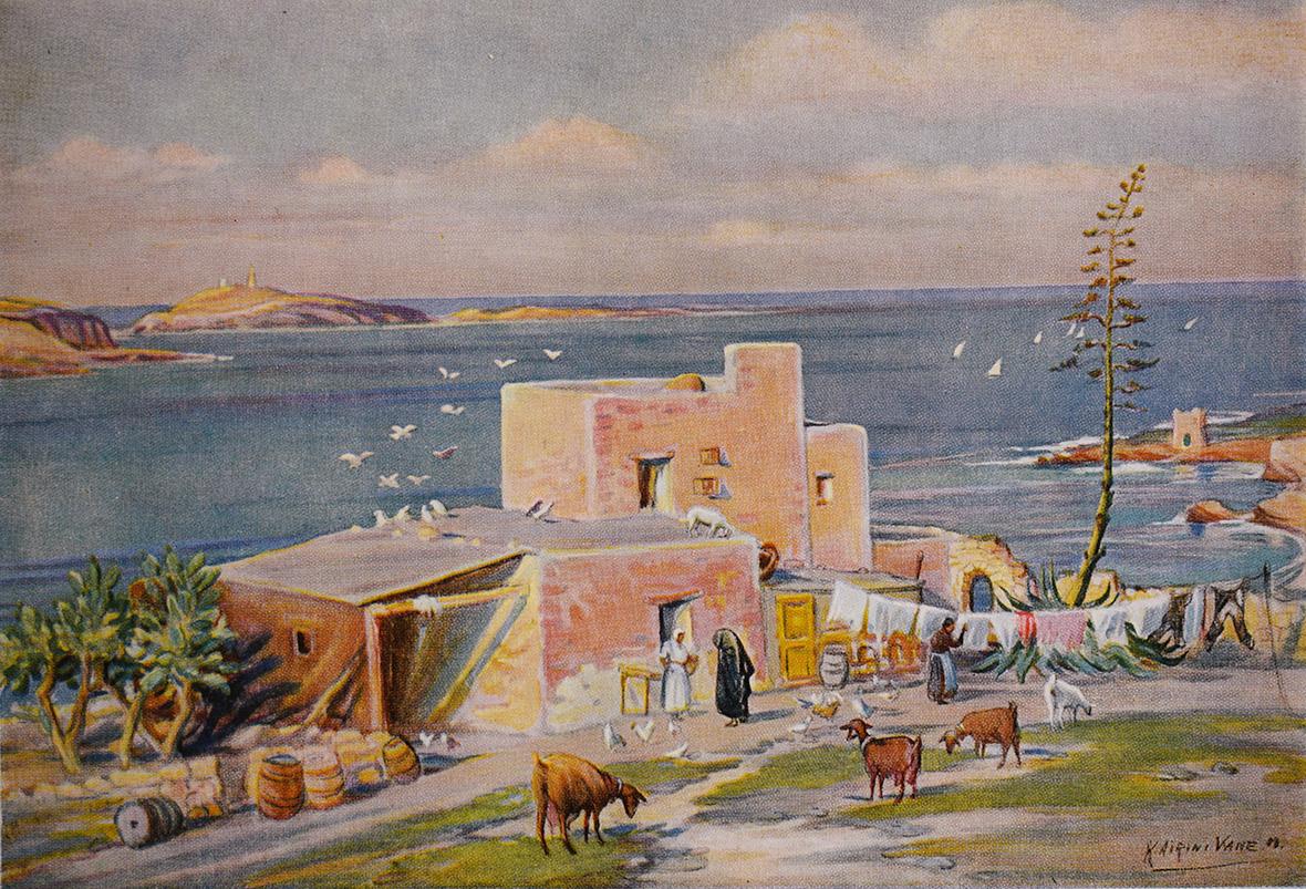 'Washing Day at the Pink House', St Paul's Bay, by Kathleen Airini Vane
