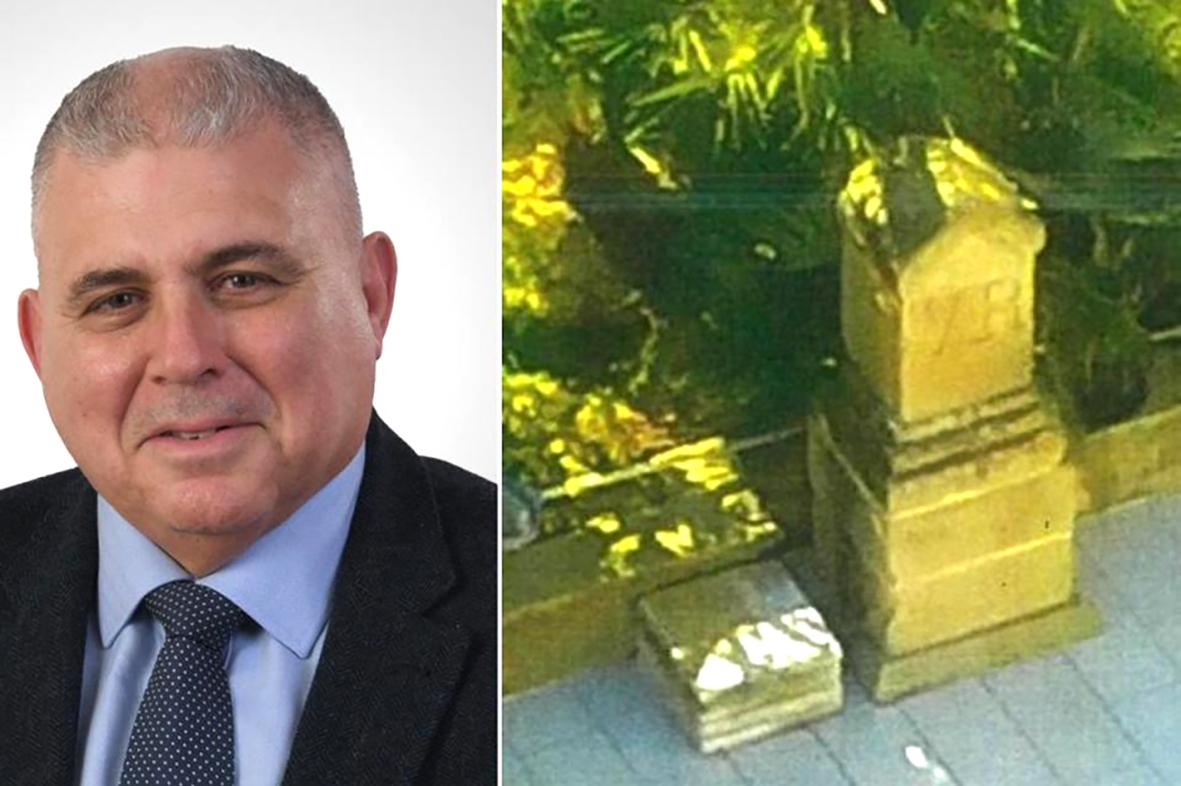 The British-era stone marker was found in the garden of Anton Refalo&rsquo;s Qala house.