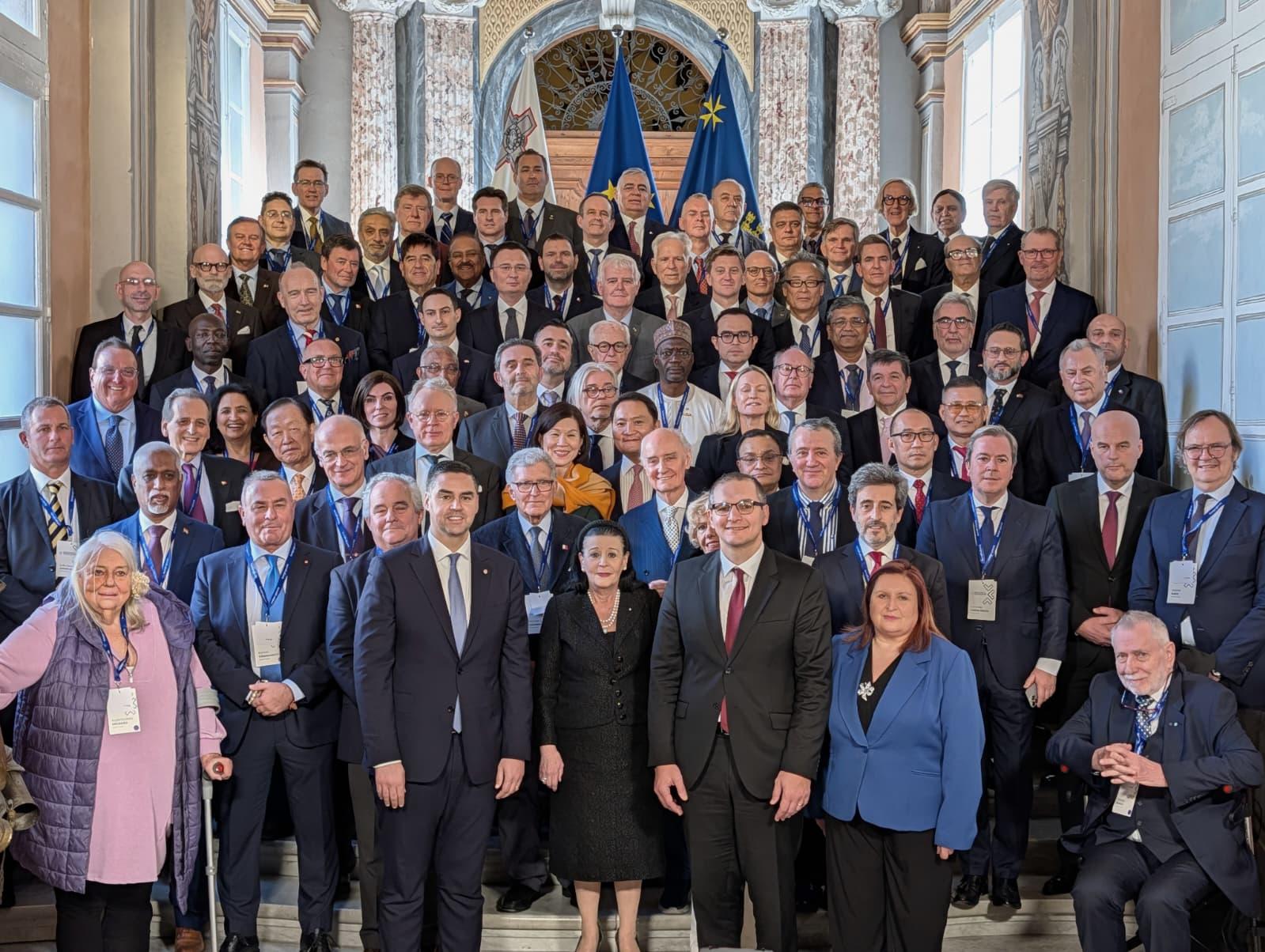 President Myriam Spiteri Debono (centre) and Foreign Affairs Minister Ian Borg (left) along with members of the Honorary Consuls. Photo: Chris Sant Fournier