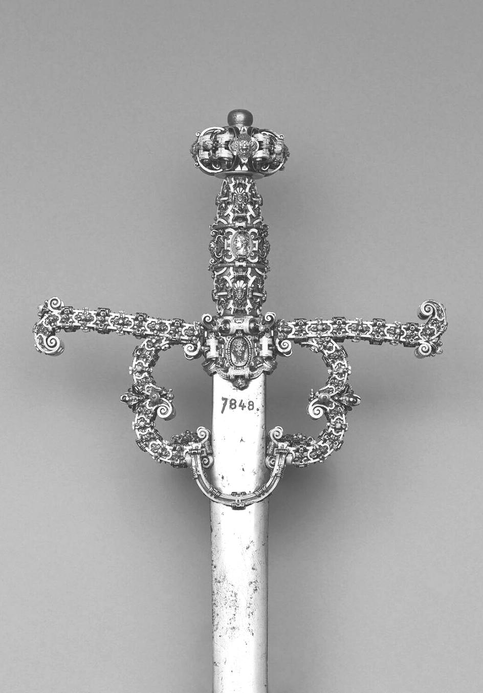 The ceremonial sword gifted by King Philip II to de Vallette, now in the Paris Louvre.