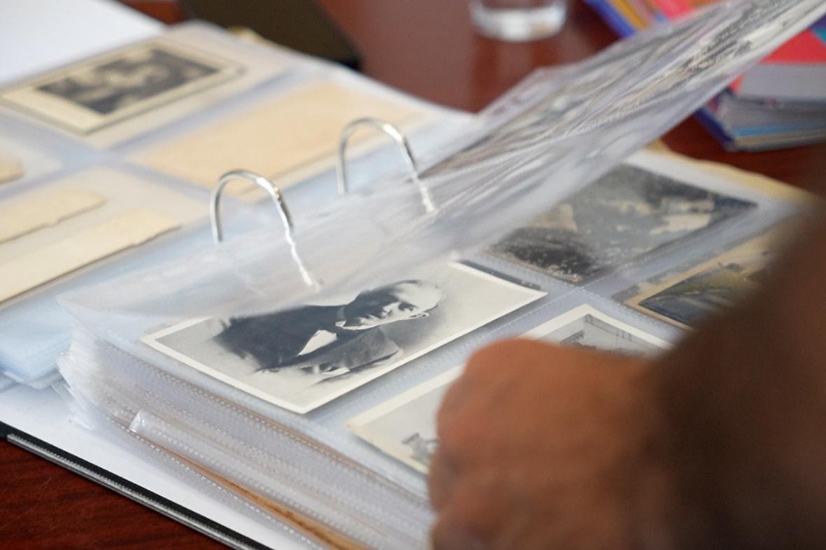 Dalli’s neatly filed postcards of different politicians and candidates