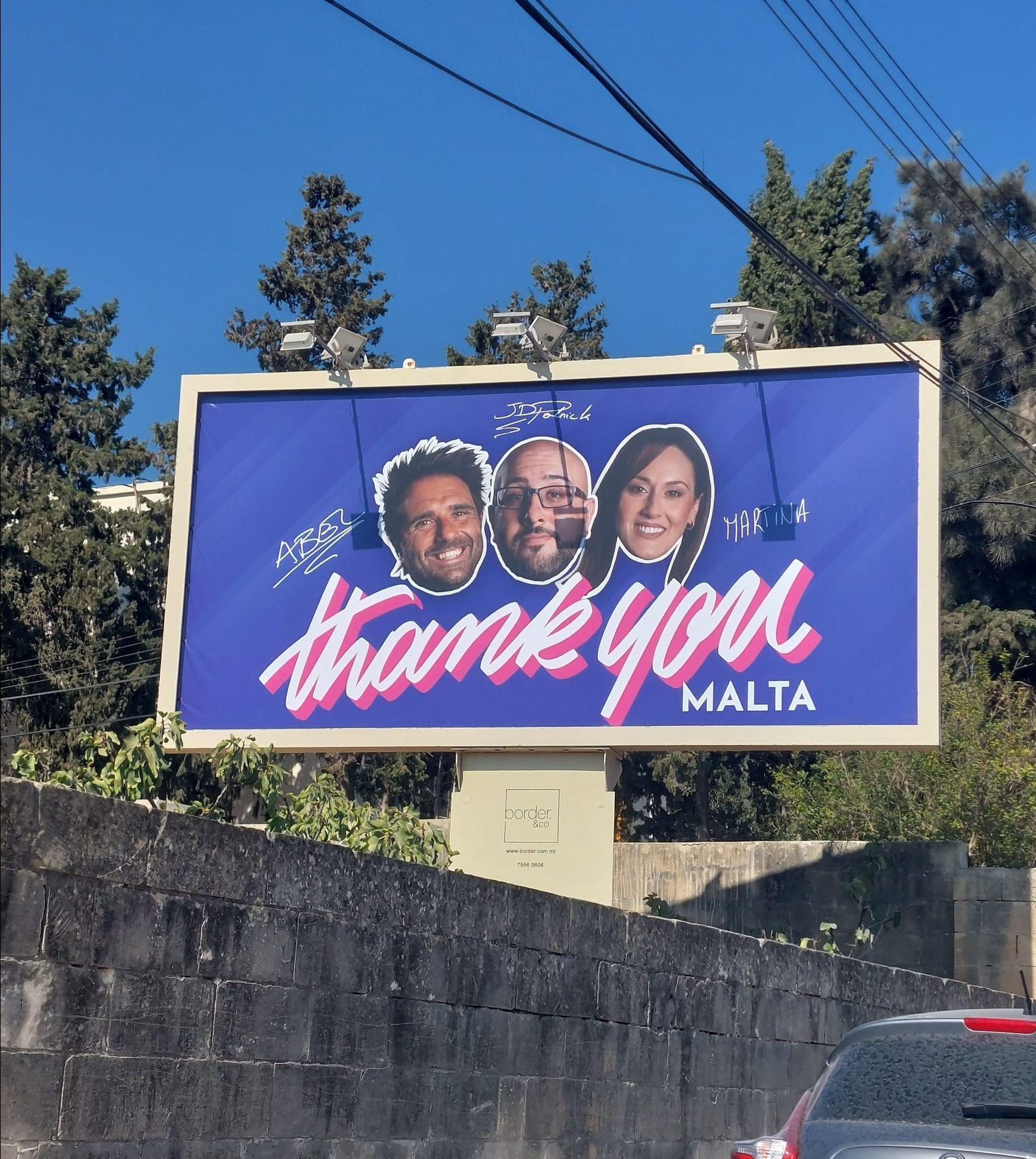 The trio set up billboards to say thank you to their loyal listeners. Credit: Facebook