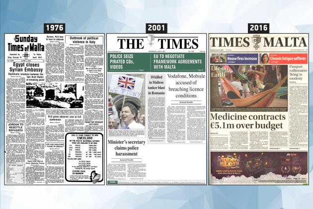 June 6: The front page of Times of Malta 10, 25 and 50 years ago