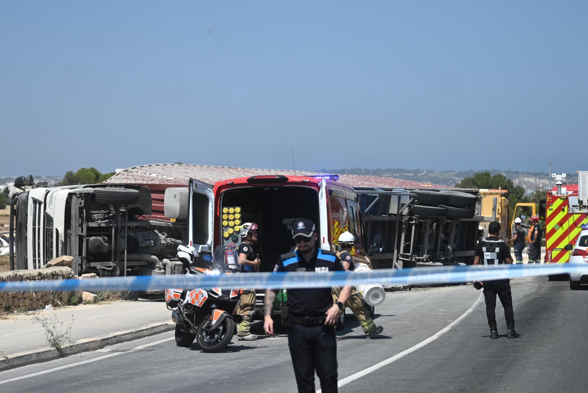 The road is currently closed following the accident. Photo: Jonathan Borg