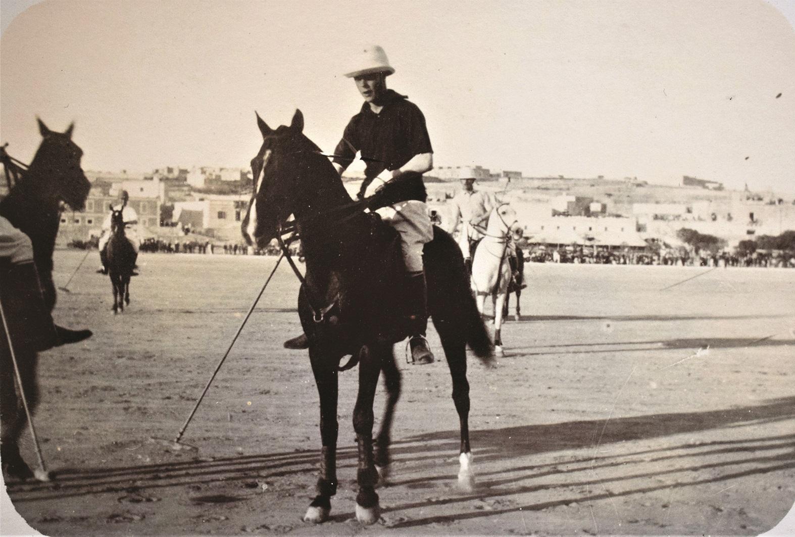 The Prince of Wales, later King Edward VIII, playing polo at the Marsa in 1921.