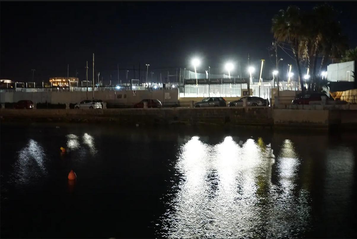 The padel courts at night. Photo: Astrid Vella/FAA