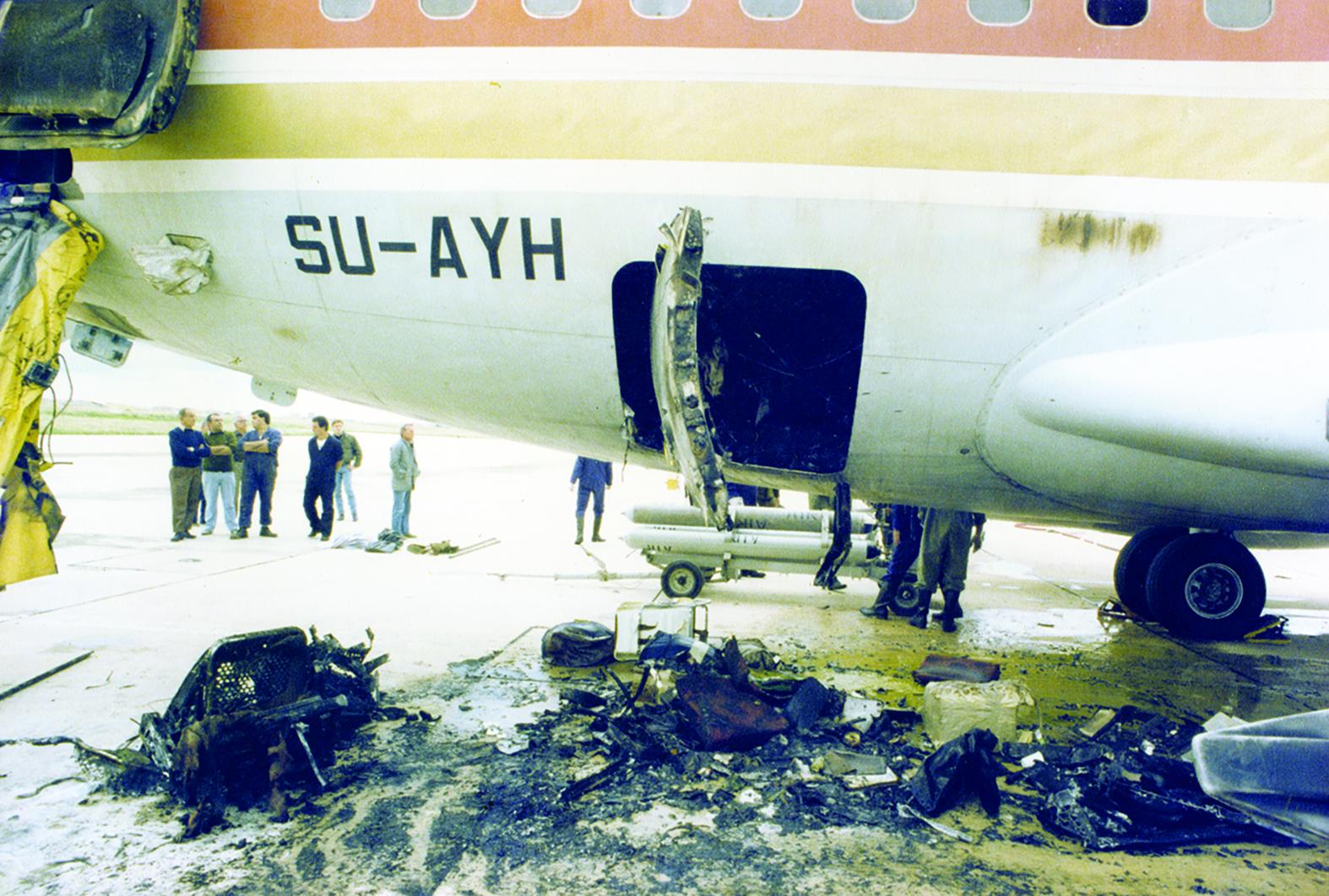 The morning after the aircraft was stormed.