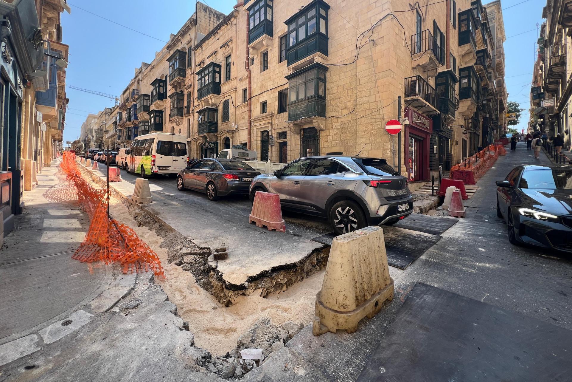 The works continued up Old Bakery Street. Photo: Chris Sant Fournier.