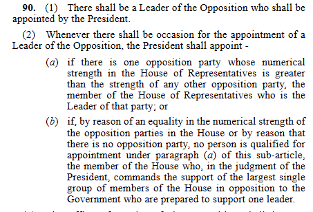 The constitutional clause on the leader of the opposition