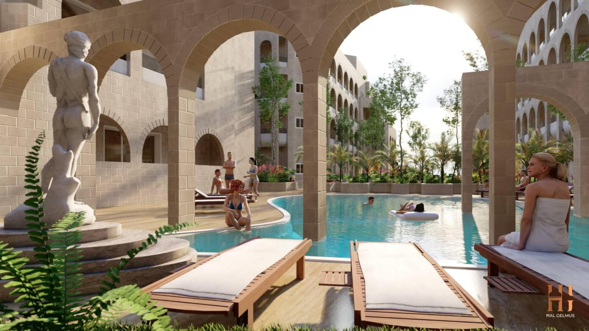 A render of the pool at the Ħal Gelmus complex. Image: J. Portelli Projects