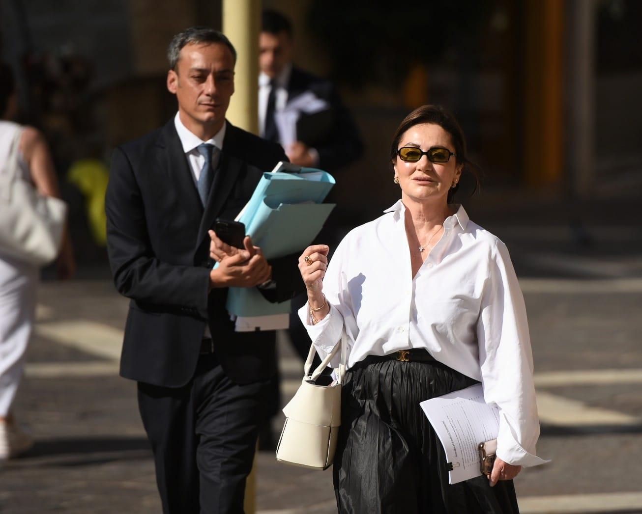 Defence lawyers Gianluca Caruana Curran and Giannella de Marco entering court on Saturday. Photo: Chris Sant Fournier