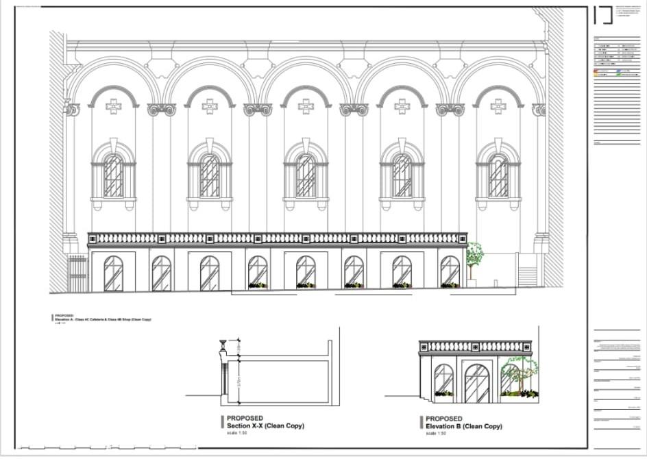 The revised plans for the cafeteria.