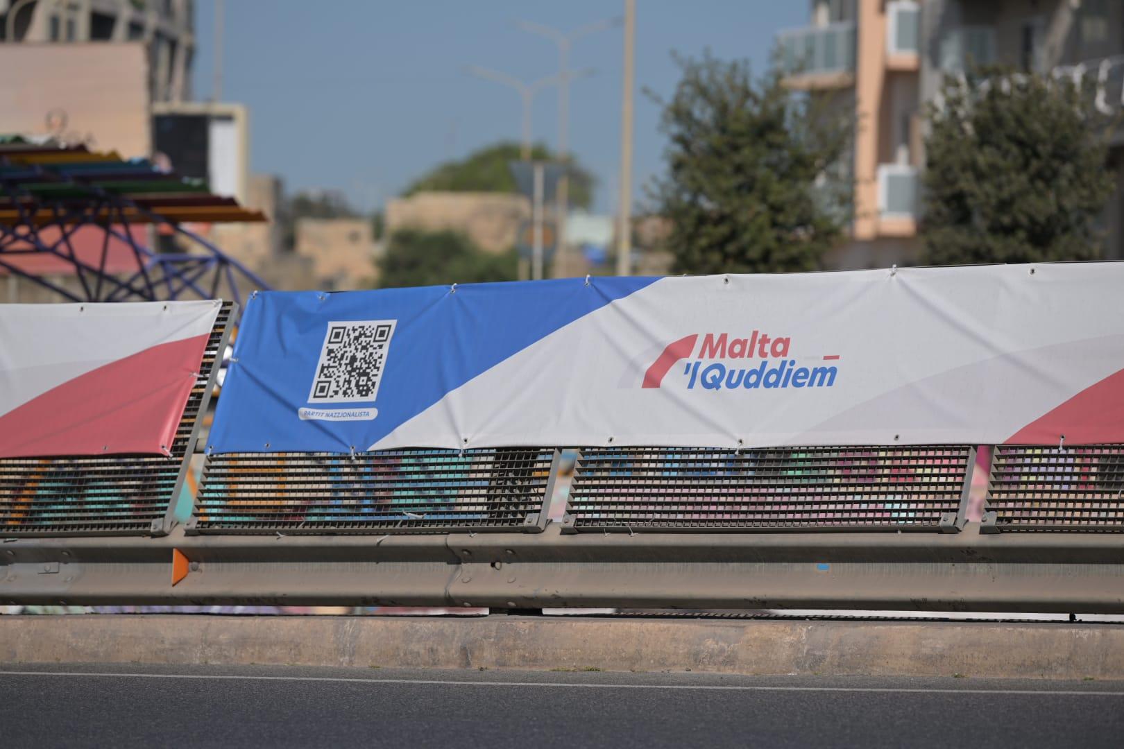 PN billboards promoting the slogan Malta 'lQuddiem, meaning Malta forward or Malta moving forward. Photo: Matthew Mirabelli