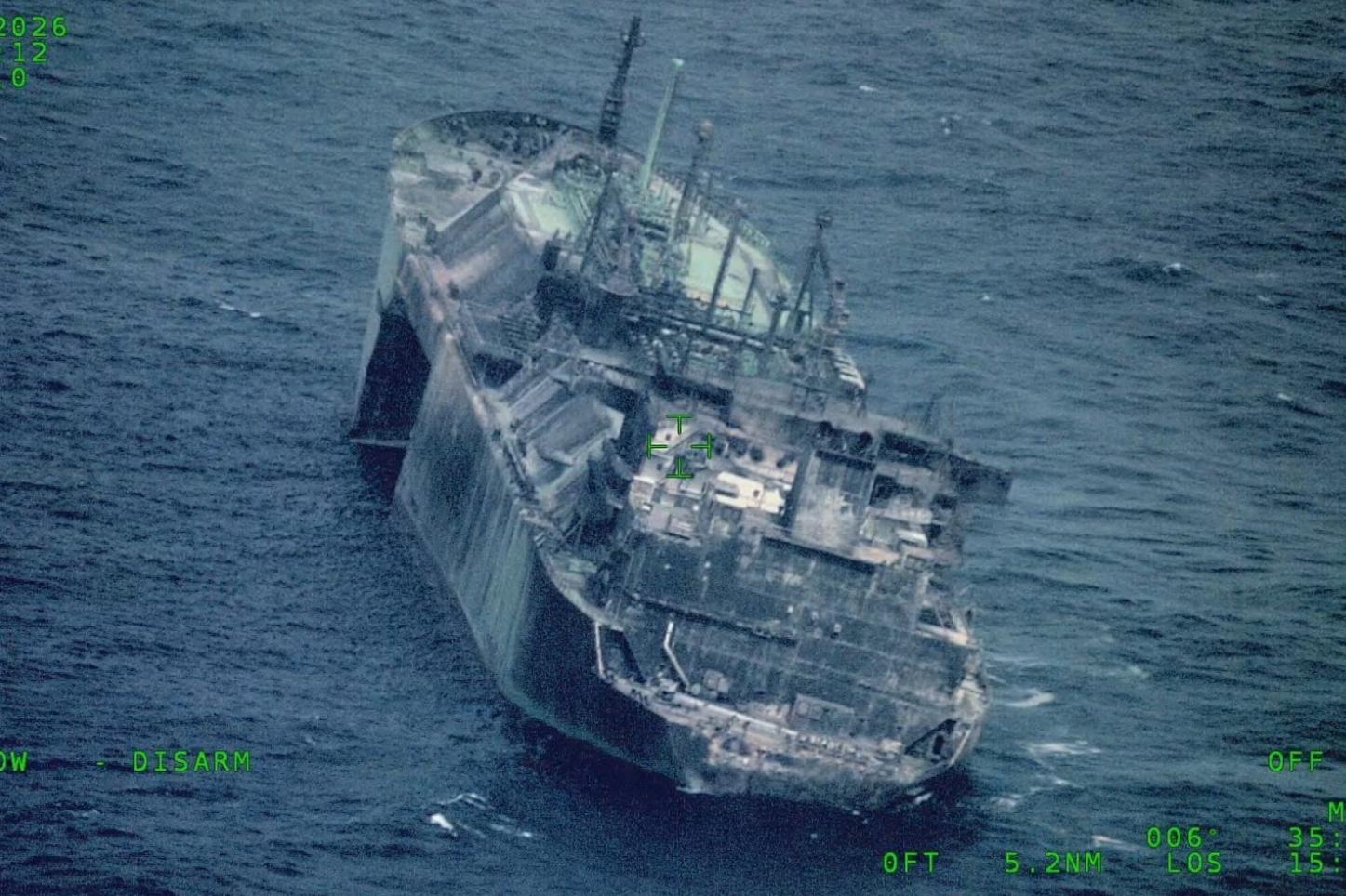 The damaged tanker on Sunday March 8. Photo: TradeWinds.com
