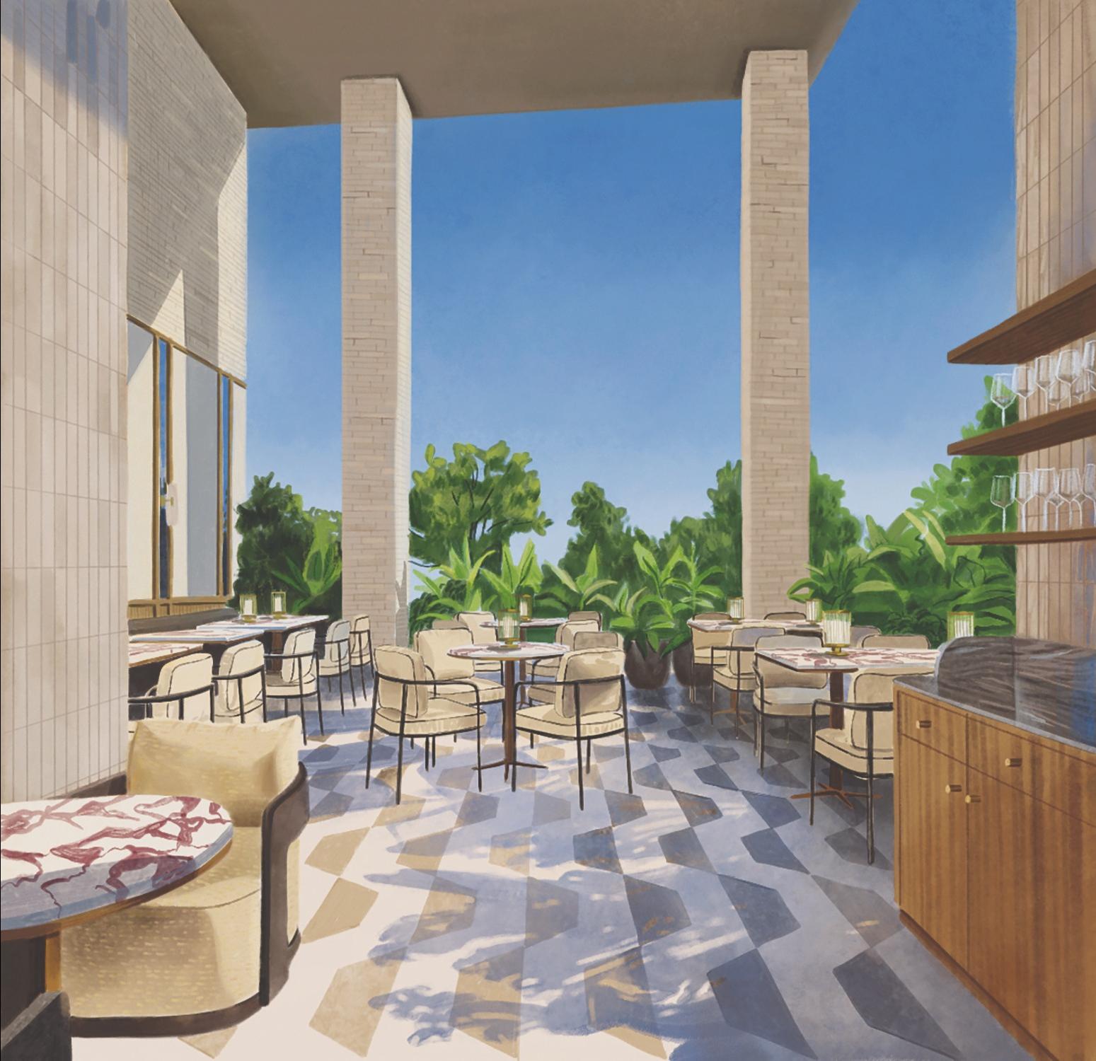 An idea of the terrace at The Arbour by interior designers Astet Studio.