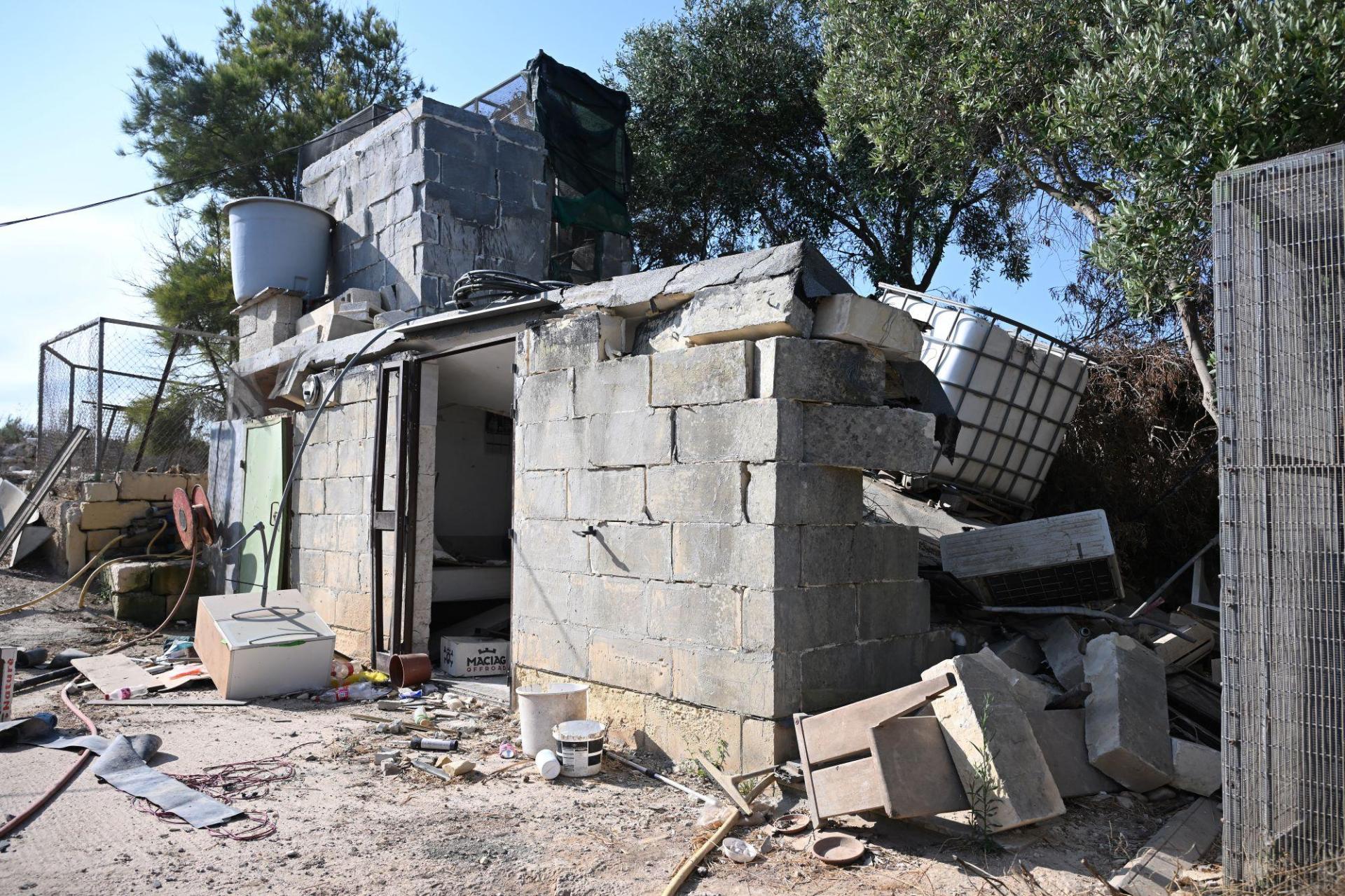 A damaged room in Camilleri&rsquo;s fields.