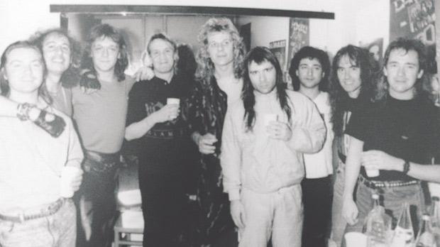 The group backstage with Iron Maiden.