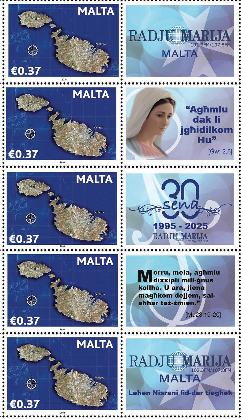 A set of commemorative stamps issued for on the radio station's 30th anniversary.