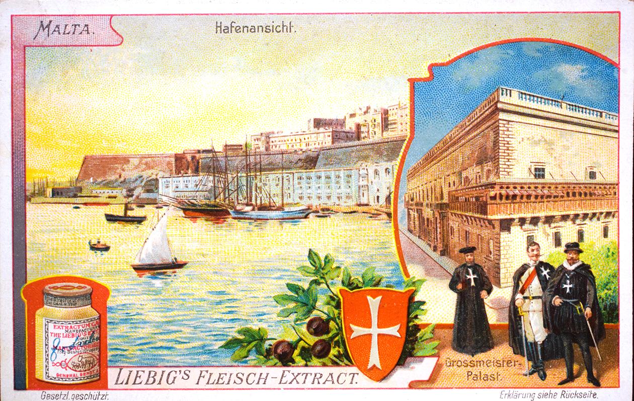 A Liebig card featuring Grand Harbour and the Palace