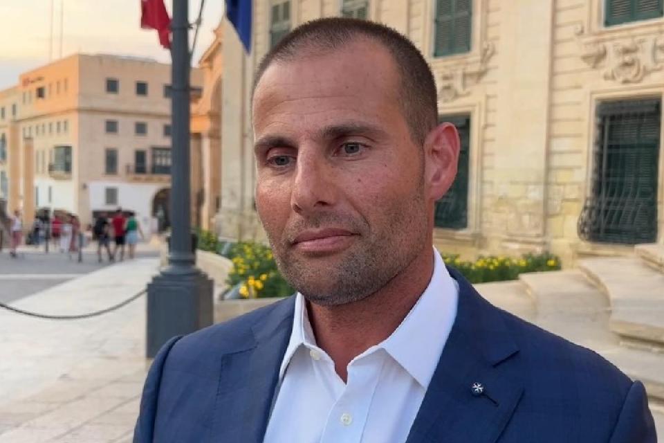 Robert Abela speaking to journalists outside Castille. Photo: Chris Sant Fournier