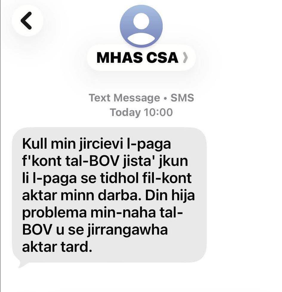 A subsequent message from the ministry alerted the recipients to the error, saying it will be rectified later.