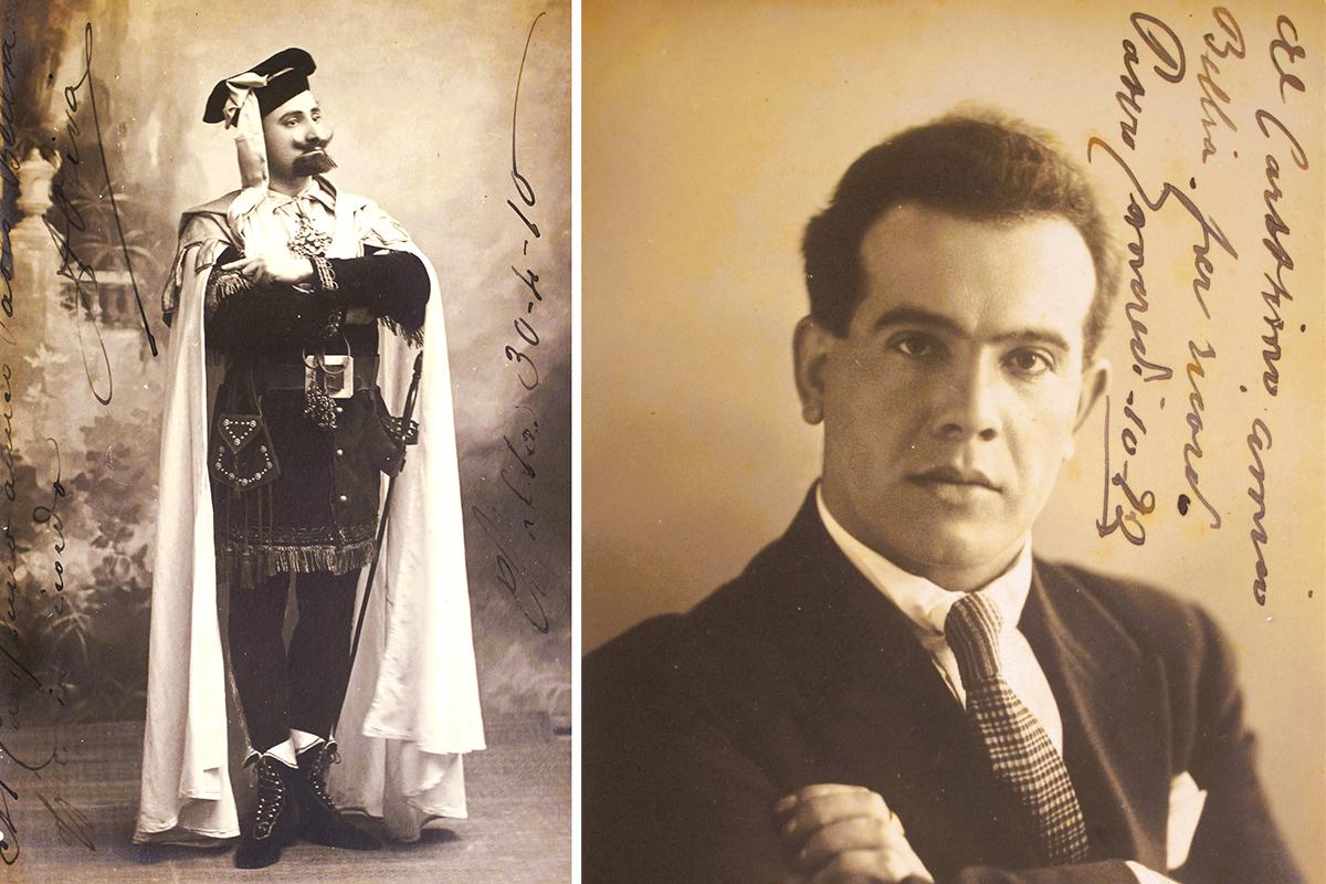 Opera House singer in costume. 1916 portrait and the bass singer Tancredi Pesaro in Malta in 1922. Portrait by Chr&eacute;tien.