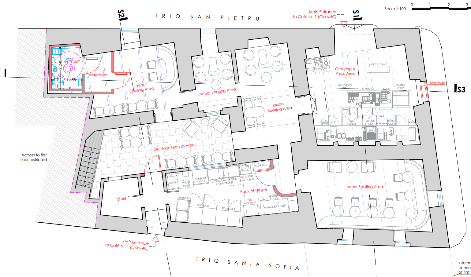A more intensive cafe will occupy one half of the palazzo. Graphic: PA.