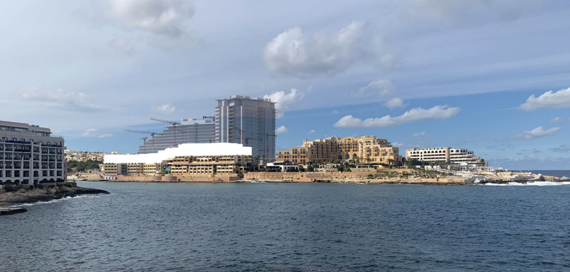 The white shows the approved expansion of the Marina Hotel. Photo: Planning Authority