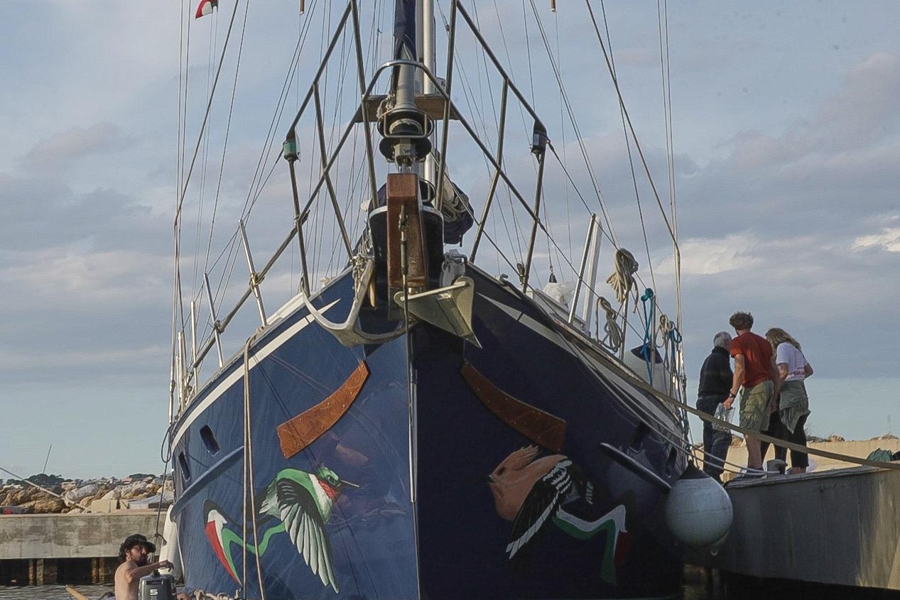 Artwork on the bow of the Madleen. Photo Tan Safi