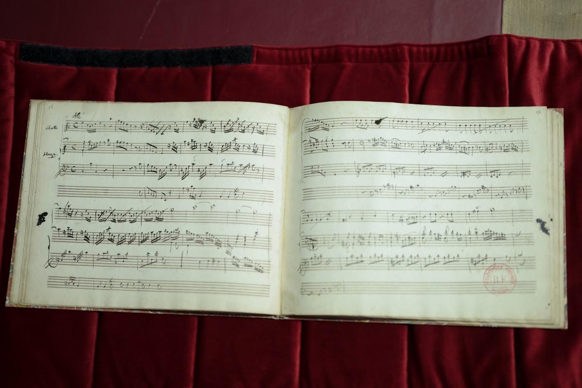 The manuscript is part of two bundles of music that were confiscated from the home of the Duke of Guines in 1794 during the French Revolution. Photo: AFP