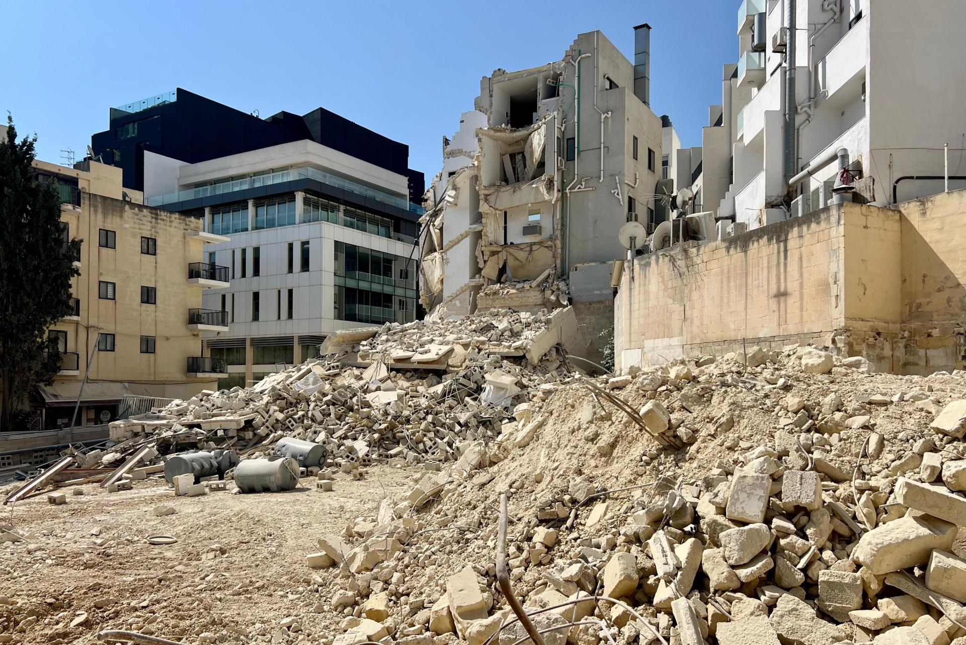 The collapse site on Friday morning. Photo: Chris Sant Fournier