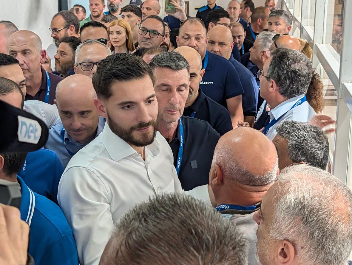 PN supporters greet Alex Borg as he arrives at the Naxxar counting hall. File photo: Times of Malta