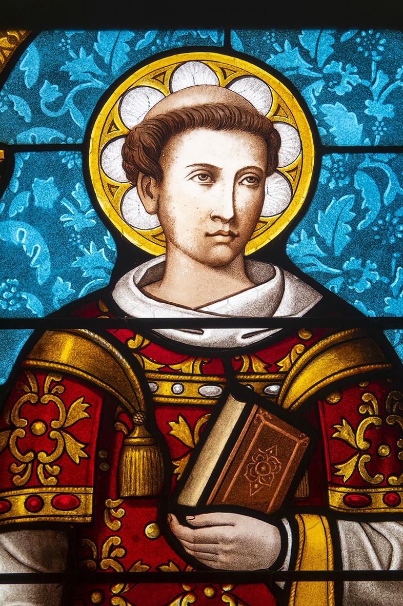 Stained glass of St Lawrence of Rome. Photo: Shutterstock.com