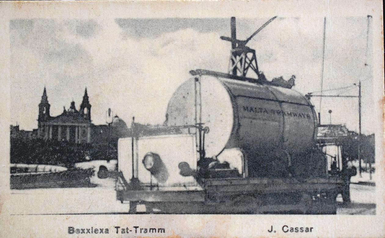 The tramways water sprinkler, published by C. Scerri, 1920s.
