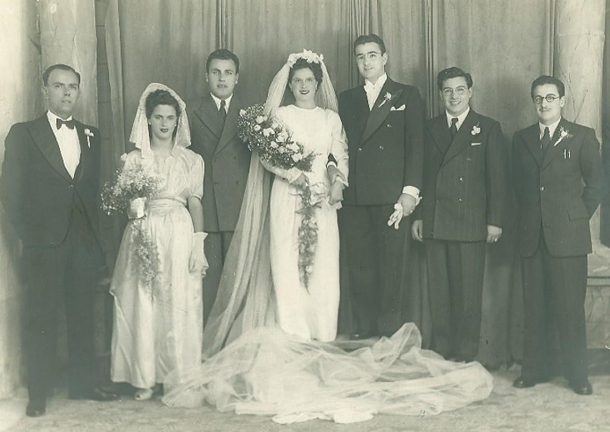 Wedding photo of Yvonne and Francis Gatt, 1948.