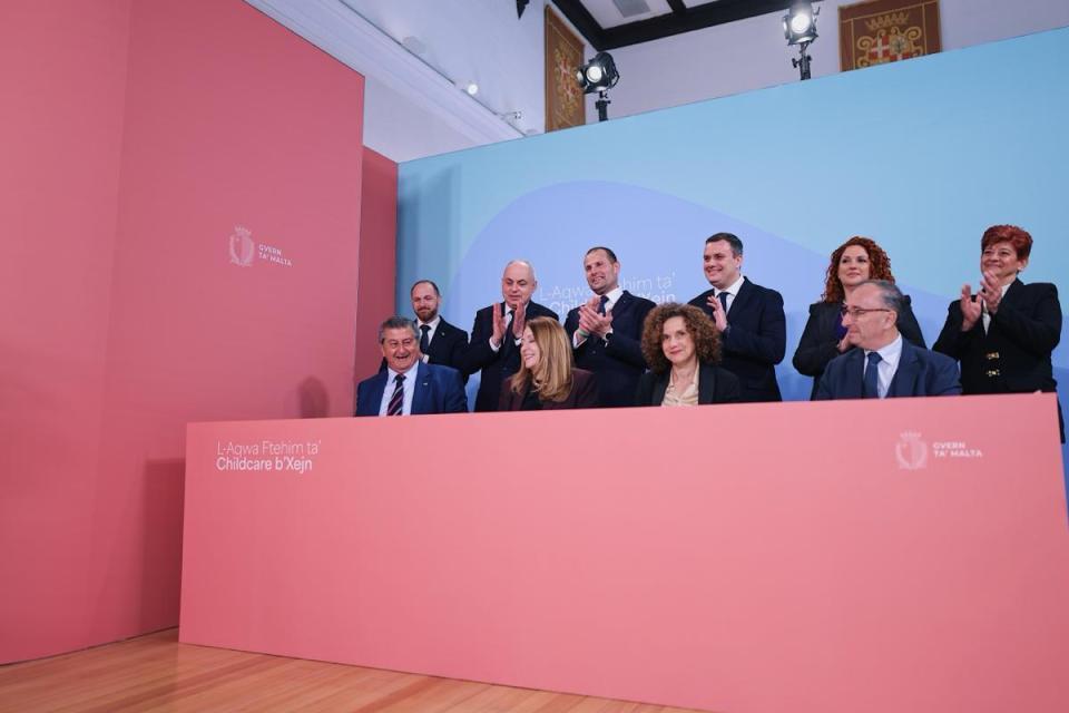 The Government and representatives of childcare centres signed the agreement on Tuesday. Photo: DOI