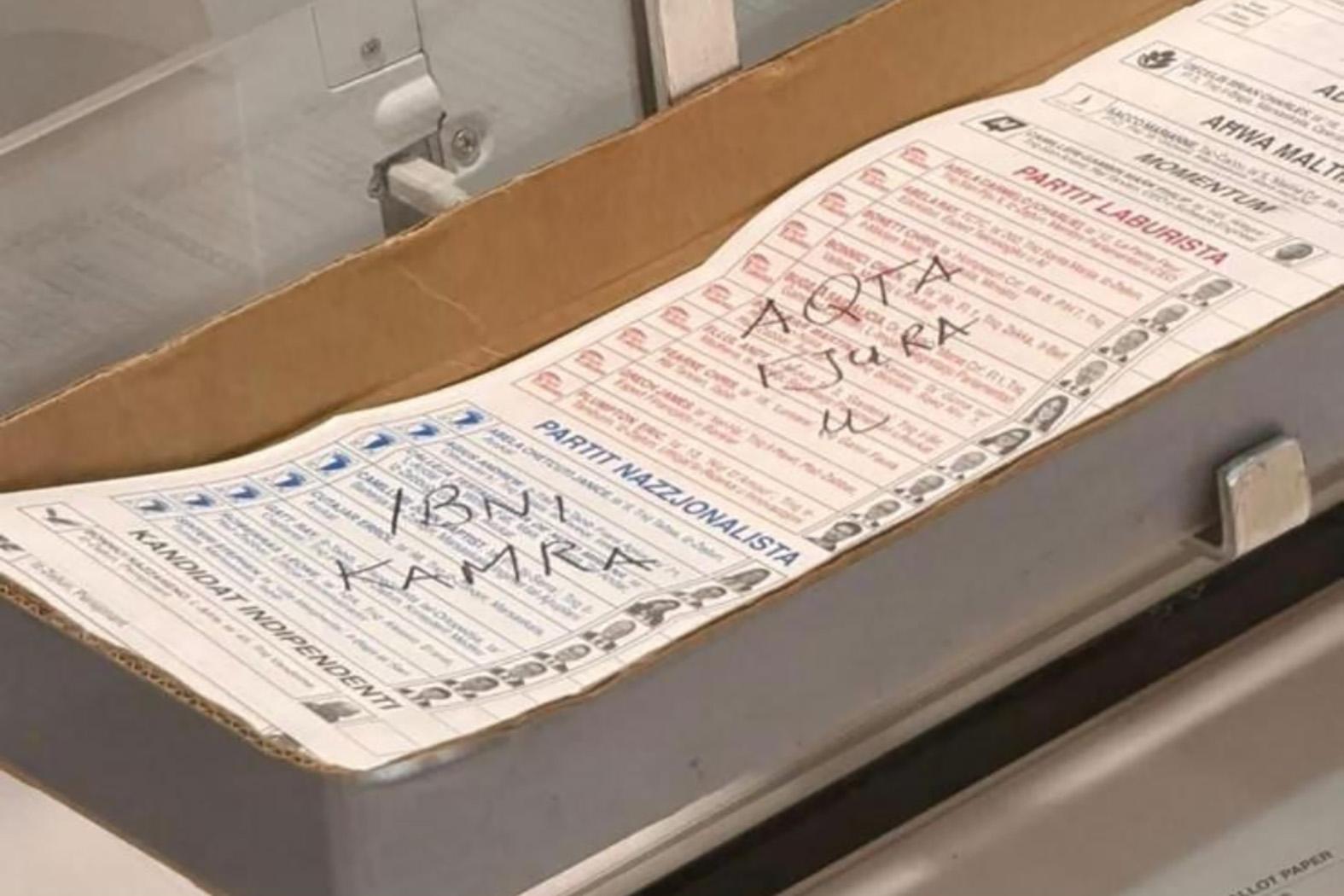 The author of this poem was so fascinated by this ballot that he wanted to meet the voter and possibly buy the ballot from the electoral commission. Photo: Lovin Malta