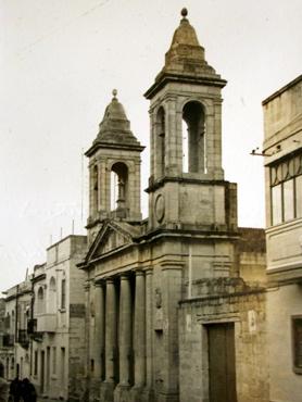 The Doric-style fa&ccedil;ade of Our Lady of Sorrows church.