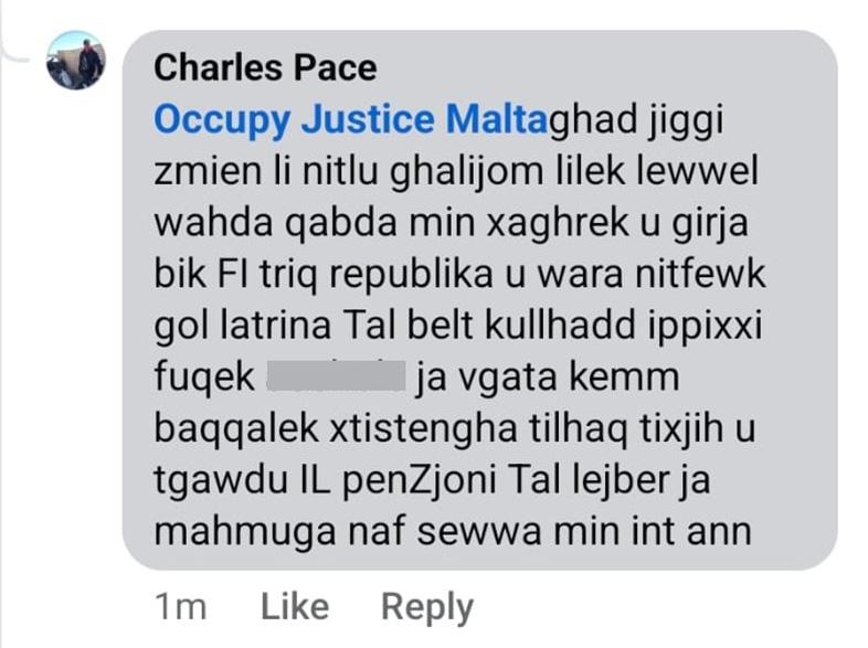 A recent threatening post.