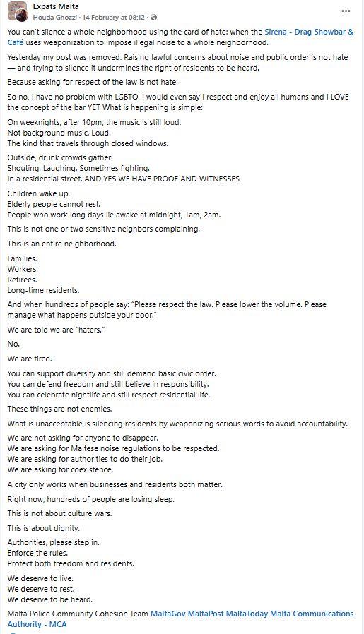 Houda Ghozzi's original post which was later deleted. Photo: Facebook