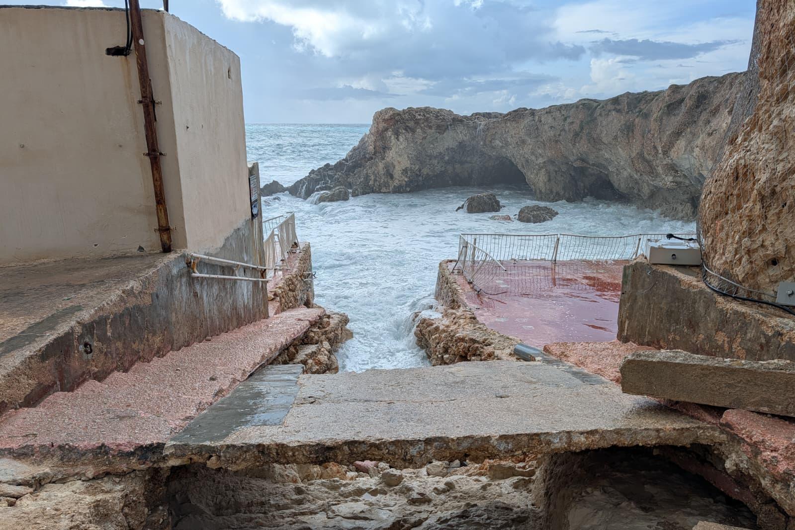 The slipway at Għar Lapsi was almost completely destroyed. Photo: Chris Sant Fournier.