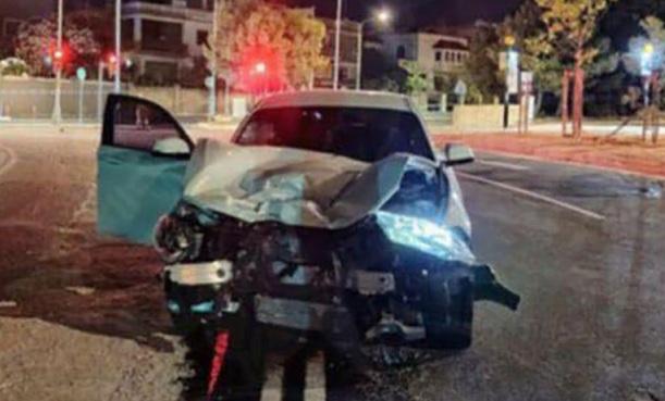 The badly-damaged BMW after the accident.