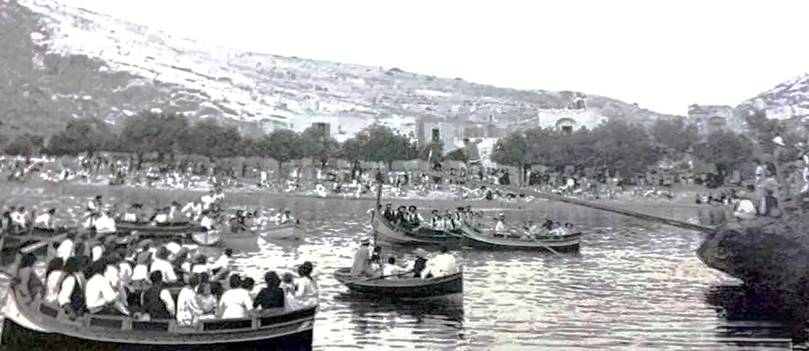 Greasy pole contest in Xlendi, 1920s?