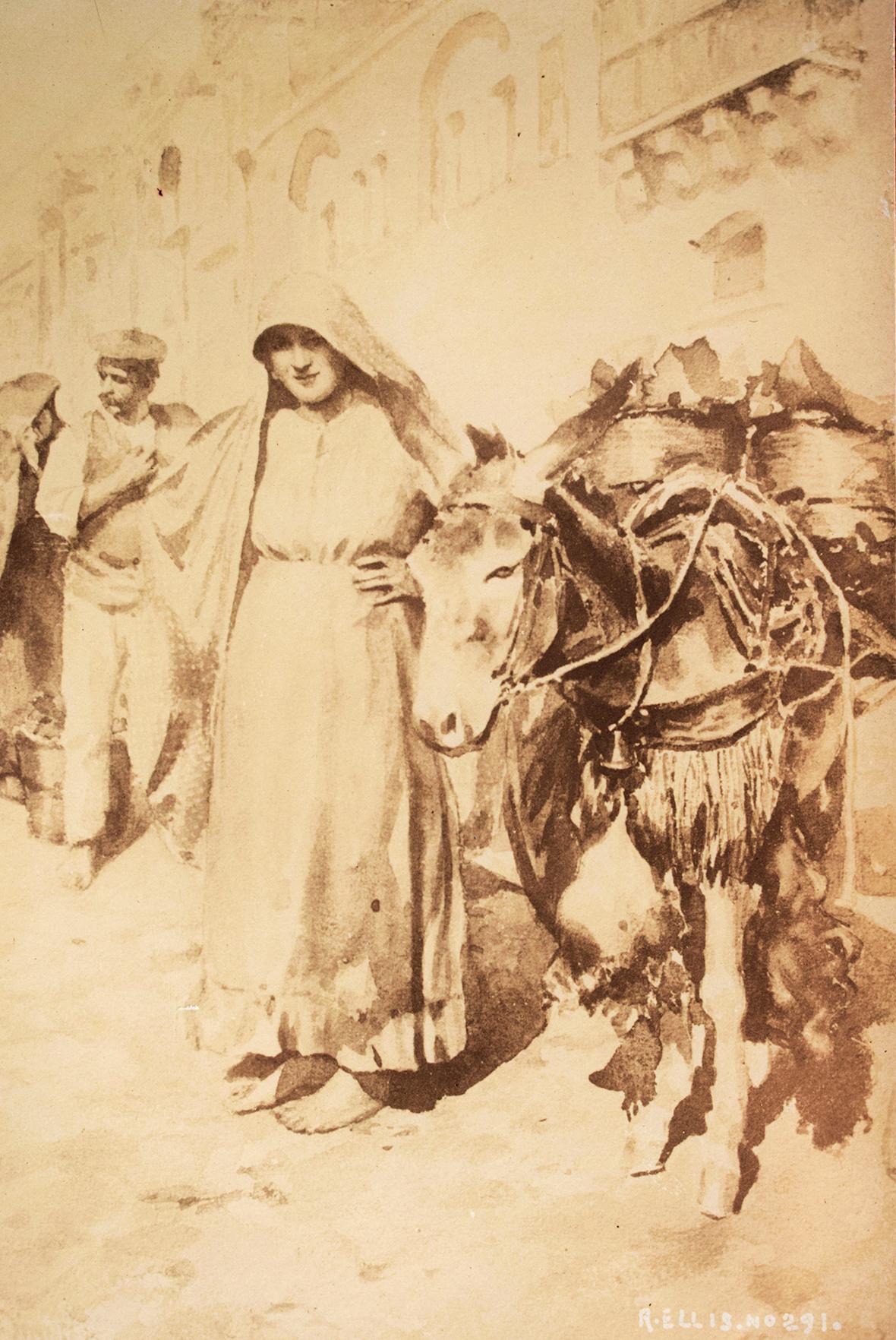 'Vegetable Vendor with Cart', a Richard Ellis postcard